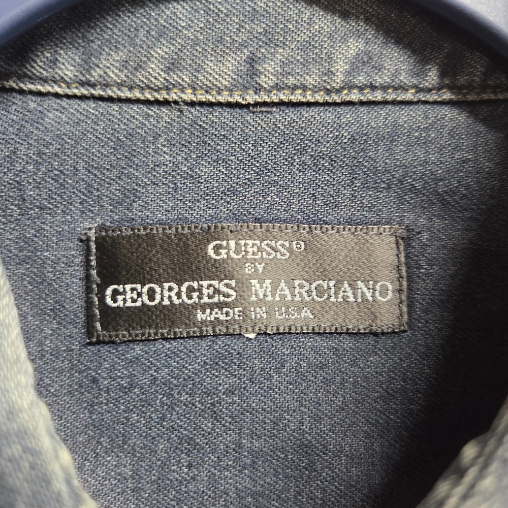 Vintage Guess Shirt Mens XL Blue Button Down Long Sleeve Relaxed Fit Denim - Picture 6 of 14